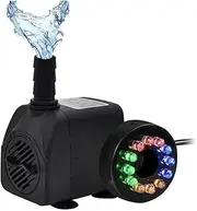 USTKWZ 10W Submersible Water Pump Quiet Water Fountain Pump With 12 Lights For Pond Aquarium Fish Tank Aquarium Accessories(B)