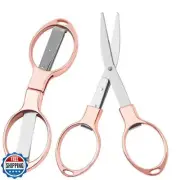 Usaidon Portable Stainless Steel Folding Scissors - 2 Pack Mini Safety Scisso