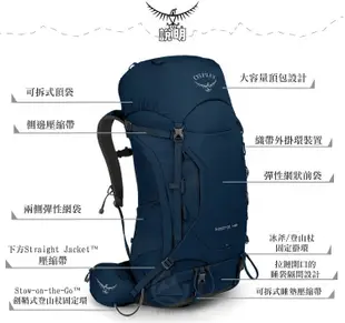 OSPREY 美國 Kestrel 48 M/L 登山背包《湖泊藍》48L雙肩後背包/輕量透氣/自助 (9折)