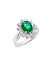 Bloomingdale's Fine Collection Emerald & Diamond Halo Starburst Ring in 14K White Gold