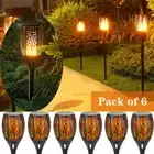 6-Pack Solar Path Garden Tiki Torch Lights 96 LED Flickering Dancing Flame Lamp