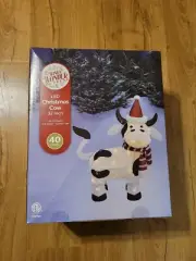 32" LED Christmas Cow Yard Art Santa Hat & Scarf Indoor/Outdoor Lighted Decor