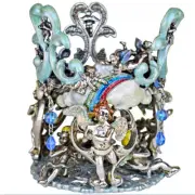 Kirks Folly Secret of the Seven Angels Wishing Candle Holder antique silvertone