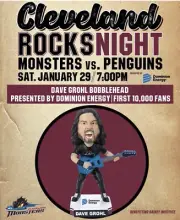 Dave Grohl 2022 Cleveland Ohio Monsters Foo Fighters / Nirvana Bobblehead SGA