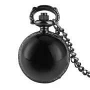 Mini Black Smooth Ball Shaped Round Pocket Watch Necklace Chain Christmas Gifts