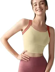 [Generic] Women's Sports Bra High Impact Compression Yoga Tops Comfort Workout Tanks Full Cup Seamless Wireless Colorblock Running Bras Underwear