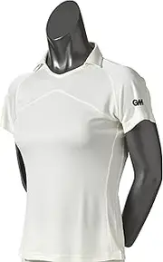 Gunn & Moore GM | Ladies Womens Cricket Shirt & Trousers | Quick Drying 100 Percent Polyester | Cream Off White with GM Logo