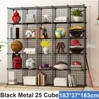25 Cube Black Metal DIY Wire Storage Cabinet Organzier Display Shelf Toy Book