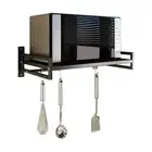 Wall Mount Microwave Oven Shelf Rack for Kitchen Home, Black Carbon Steel Cou...