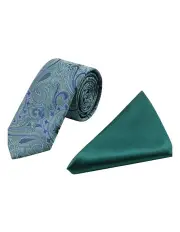 [yd.] Utah Tie And Pocket Square Set in Green