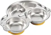 Baby Suction Plate, Stainless Steel Solid Safe Divided Metal Plate, for Toddler Kids Self Feeding, Stay Put Divided Dish Feeding Plates, Easy to Clean, Divided Meal Tray Sections Dinner Dish (Car)