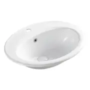 Lacy Fully-Inset Basin, 1 Tap Hole, Gloss White