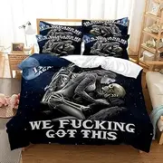 3 Piece Quilt Cover Set Queen Size Skull Dancing Bedding Set Blanket Black Style 3D Digital Printed Duvet Cover Set Home Decor 2 Pillow Cases with 1 Comforter Cover (210 * 210 cm) (002)