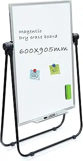 HAND IN HAND Mobile Whiteboard U-Stand Dry Erase Board, Height Adjustable Double Sided Magnetic Adjustable 600 X 905 MM, for Office School Store Presentation