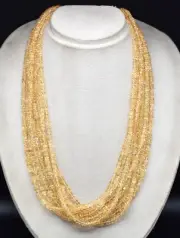 Natural Citrine Beads Faceted Round 8 L 694 Ct Gemstone String Fashion Necklace