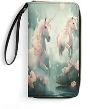 [BFGWK] Unicorn Print Large Wallet, Long Zipper Wallet, Leather Wallet Suitable for Men and Women, Style, 7.8"x4.1", Style, 19.7x10.5cm