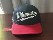 Milwaukee Tool Semi Curve Peak Snapback Baseball Cap OSFM BNWT Black/Red