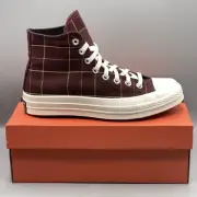Converse Chuck 70 Women's 9 Hi Top Platform Sneakers Burgundy Plaid Tartan NIB