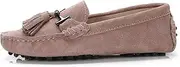 [ZIRIA] Leather Women Flat Shoes Casual Loafers Slip On Women's Flats Shoes Moccasins Lady Driving Shoes Dark Pink