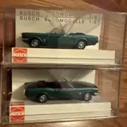 Busch 47505 Green Ford Mustang Car 1:87 Scale HO Lot Of 2