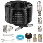 100FT Sewer Jetter Kit for Pressure Washer, 5800PSI Drain Cleaner Hose 1/4 In...
