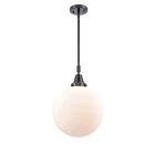 Innovations Beacon 1 Light 12" Mini Pendant, Black/Frosted - 447-1S-BK-G201-12