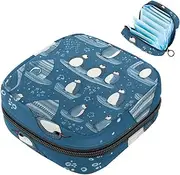Period Bag,Sanitary Napkin Storage Bag,Antarctic Winter Penguin,Tampon Holder for Purse