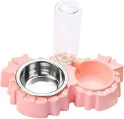 Yardwe Double Dog Cat Bowls Pet Feeder with Automatic Water Dispenser Detachable Stainless Steel Bowls Design for Cats and Dogs Safe and Versatile Feeding