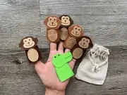Five Cheeky Monkeys And Mr Crocodile Finger Puppets Set + String Bag