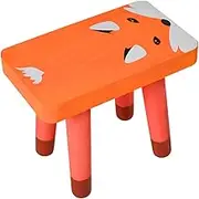 Step Stool Wooden Low Stool Boys and Girls Footstool Cartoon Foxes Pattern Easy Cle