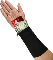 AMABAZR Premium Wrist Wallet - Cell Phone Holder with Zipper Storage Band for Travel, Outdoor Sports Running - Sweat Band Wristband, Black