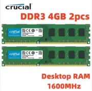 Crucial DDR3 8GB 2x4GB PC3-12800U 1600MHz 240-pin Memory DIMM 4G 8G-