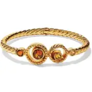 Brighton Halo Glow Gold & Crystal Hinged Bangle Bracelet $62