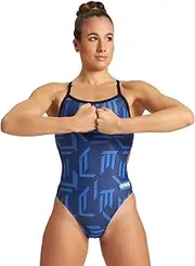 [arena] Puzzled Print Women's Challenge Back One Piece Swimsuit for Competitive or Casual Swim, Ladies Bathing Suit