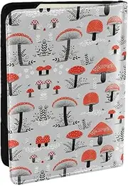 [JEJEA] Cartoon Mushrooms Print Travel Organizer Credit Cards Case Passport BookPassport Holder Cover Wallet forTraveling,, Black, One Size