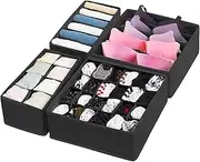 Uandhome Underwear Drawer Organizers Divider, 4 Pack Foldable Clothes Drawer Organisers Underwear Storage Box, Socks Bra Organizer and Storage Boxes for Lingerie, Bra, Undies…