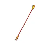 Stirring Spoon Stainless Steel Double Head Long Handle Easy to Clean Food Grade Cocktail Stirrer Bar Bartender Essential for Gift-Short Red