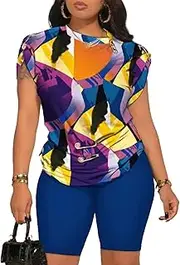 [Mandonce] Women's Casual 2 Piece Outfits Sleeveless Zipper Top with High Waist Stretchy Shorts