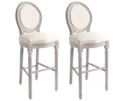 vidaXL Bar Chairs 2 pcs White Linen