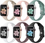 Witzon 6 Pack Sport Band for Apple Watch Band 41mm 40mm 38mm for Women Men, Slim Soft Breathable Strap Sport Replacement for iWatch Apple Watch Ultra 2 SE Bands Series 9 8 7 6 5 4 3 2 1, Style A
