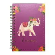 Elephant Purple Notebook Journal 8.5" Flower Crown Spiral Hardcover
