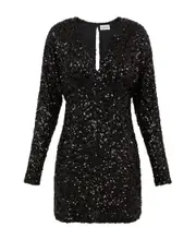 sequin-embellished minidress M Black