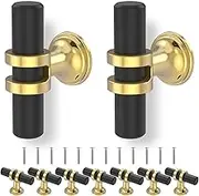 12Pcs Cabinet Pulls Black and Gold T Bar Drawer Knobs Decorative Kitchen Cabinet Handles Aluminium Alloy Cupboard Hardware for Drawers Cabinet Dresser