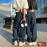 在飛比找momo購物網優惠-【AMERO】男裝 女裝 微氣球牛仔寬褲(男裝 女裝 微氣球