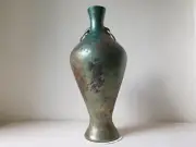 Amphora vase , Large raku pottery vase , Tall raku vase , Iridescent vase , Amer