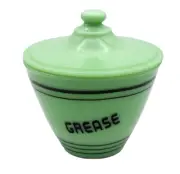 VINTAGE JADEITE GREEN DEPRESSION STYLE GLASS GREASE BOWL JAR w/ LID Farm House