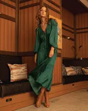 [Belle & Bloom] Window Seat Tiered Maxi Dress - Dark Green