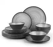 [La Joventino] 24PCS Melamine Dinnerware Sets - Camping Plates and Bowls Set, Dinner Plates, Plate Set for 8 People, Dinner Sets for Family Outdoor Use