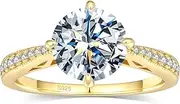 [BAGUTTA PAVONE] 0.5/1/2/3CT Moissanite Egagement Rings for Women, D Color VVS1 Moissanite Promise Ring 18K Yellow/White Gold Plated S925 Sterling Silver Wedding band for Women Size 4-10