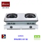 櫻花牌 G6902A 聚熱焱雙內焰 嵌入爐 瓦斯爐